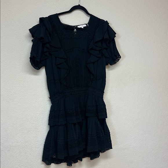 LoveShackFancy NWOT Natasha Black Ruffle Mini Dress size XL - Picture 4 of 8